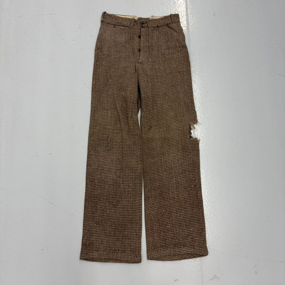 Vintage 30s Brown Tweeduroy Double Button Trousers 28x31